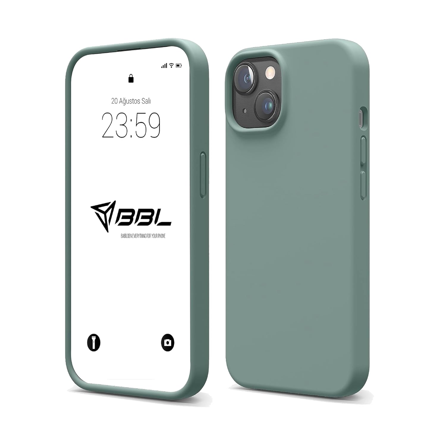 Babilden iPhone Kılıf İnce Sıvı Silikon 3 Katmanlı Tam Kaplamalı Yumuşak Jel Kauçuk Kılıf Kapak (iPhone 15 Plus Yeşil)