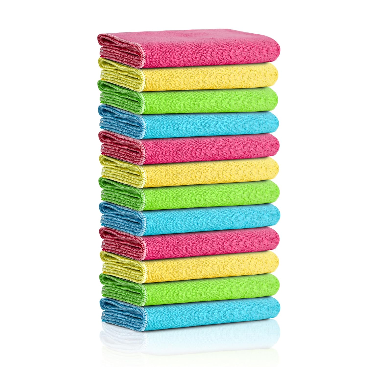 MICLO CLEANING | Mikrofiber Temizlik Bezi | Klasik Serii | 250 GSM | Banyo, Mutfak Bezi | Bulaşık Kurulama Bezi | 4 Renk x12 Adet