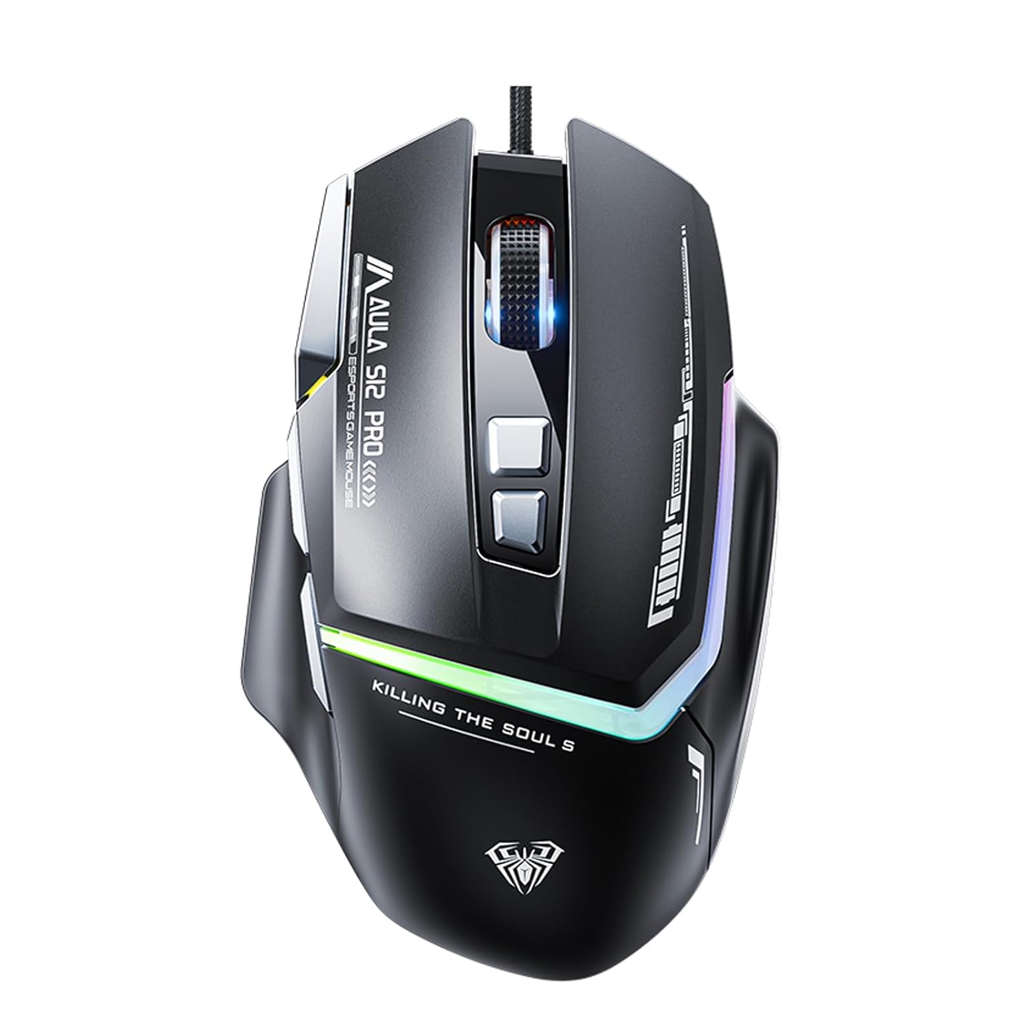 Aula S12 Pro 12800 DPI 8 Tuşlu Makrolu Kablolu Optik Gaming Oyuncu Mouse Siyah