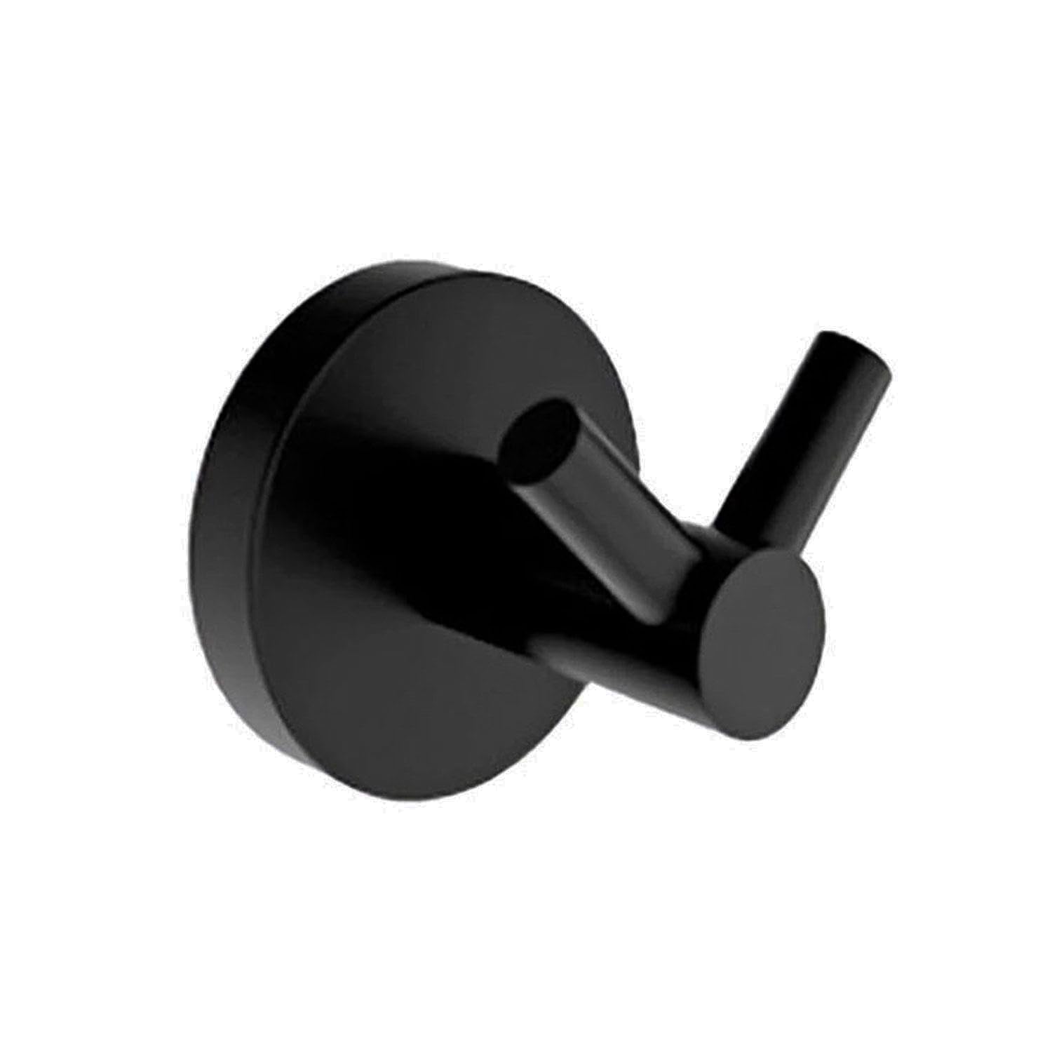 Badem10 Siyah Renk Metal Sağlam Banyo Lavabo 2'li Askılık Aparat Bornoz Havlu Asma Askı Vidalı