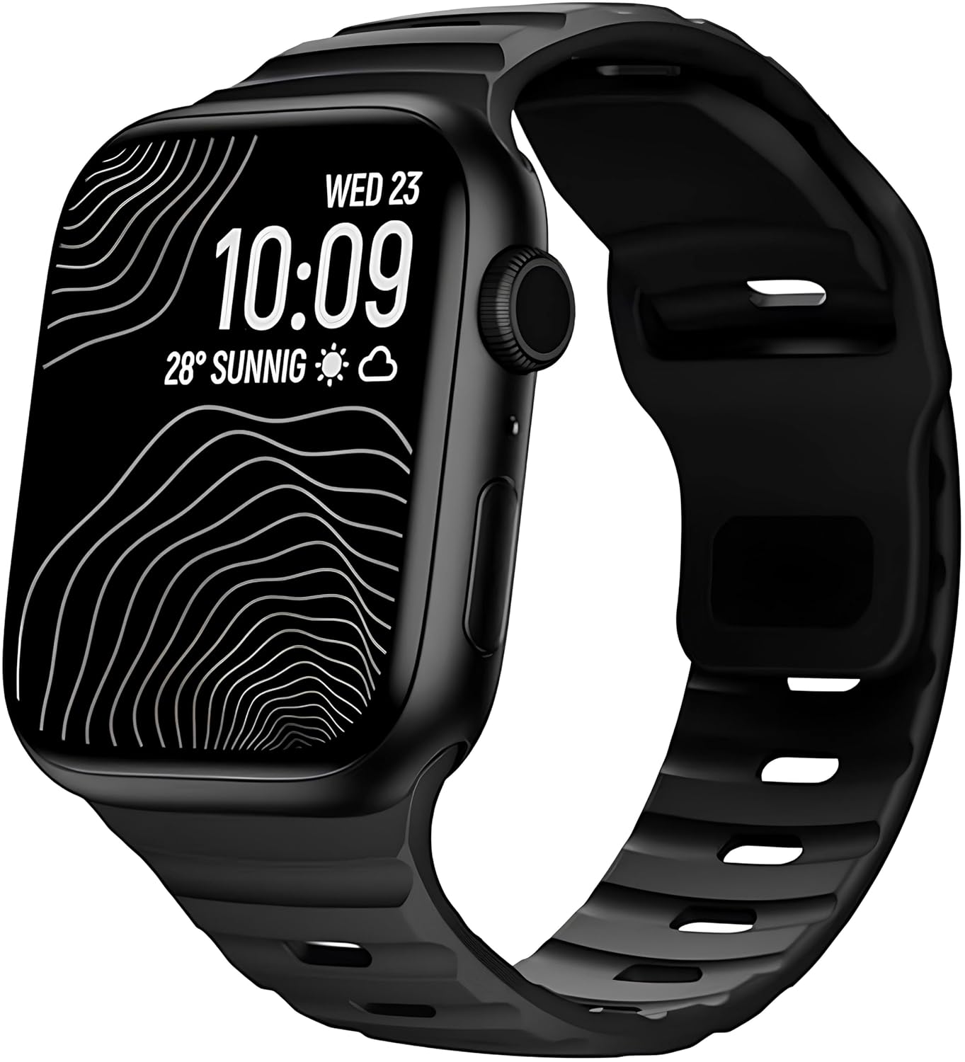 Apple Watch URUCHI Yumuşak Silikon Su Geçirmez Watch Band, Apple Watch Ultra Kordonları ile uyumlu 49/45/44/42 mm, iWatch Serisi 8 7 6 5 4 3 2 1 SE Ultra için Erkek Kadın Spor Kordonu