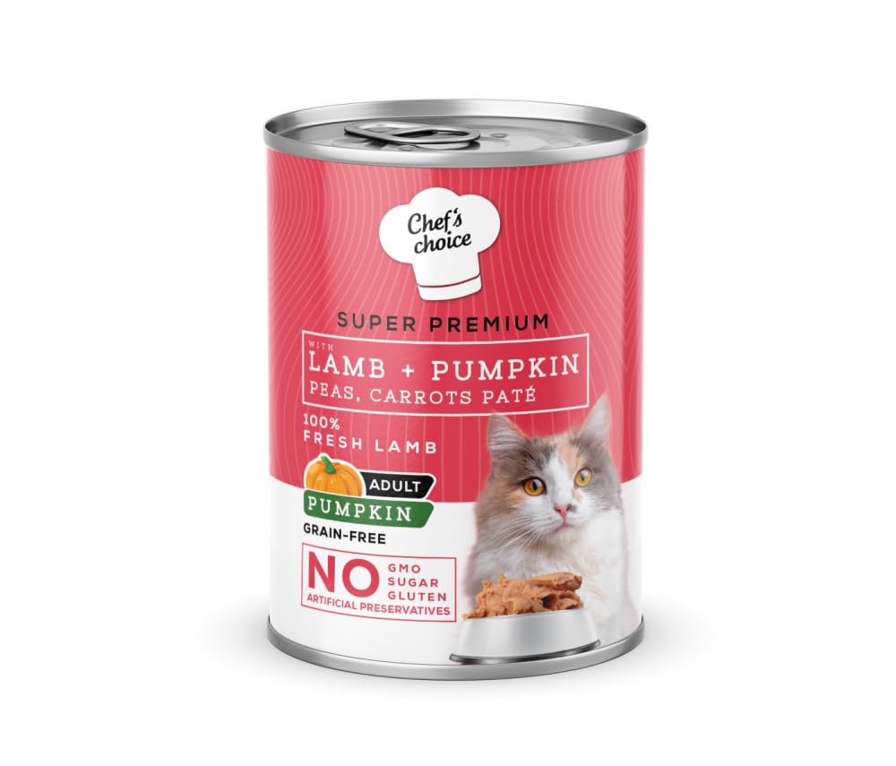 Chef's Choice Kuzu Etli ve Balkabağı Ezmeli Yetişkin Kedi Yaş Maması, 400 g x 12 Adet