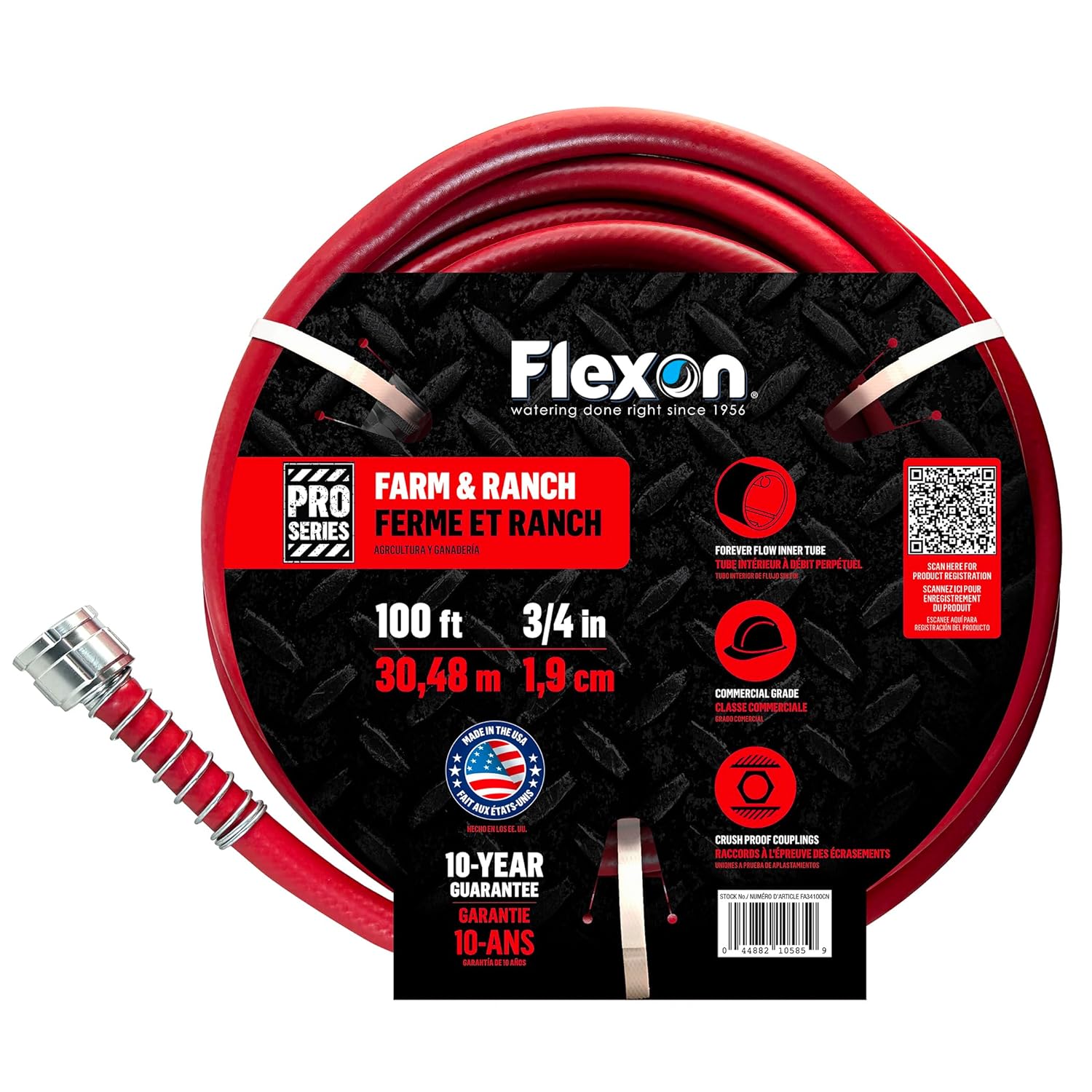Flexon 3/4 x 100ft Ağır Hizmet Tipi Premium Kauçuk Sıcak Su Bahçe Hortumu