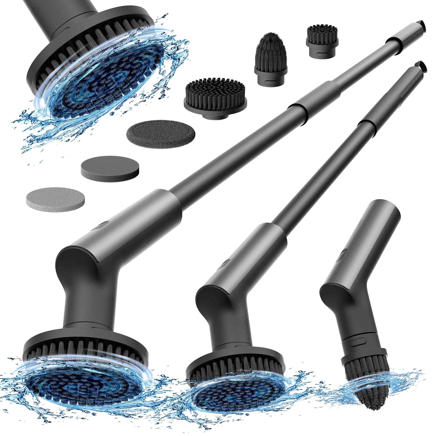 HOTO Akülü Elektrikli Spin Scrubber, IPX7 Tam Vücut Suya Dayanıklı Banyo Temizleme Fırçası, Max 22 inç-lb, Uzun Saplı Duş Yıkama Fırçası, 6 Fırça Başlığı, Banyo, Zemin, Fayans için Elektrikli Yıkayıcı