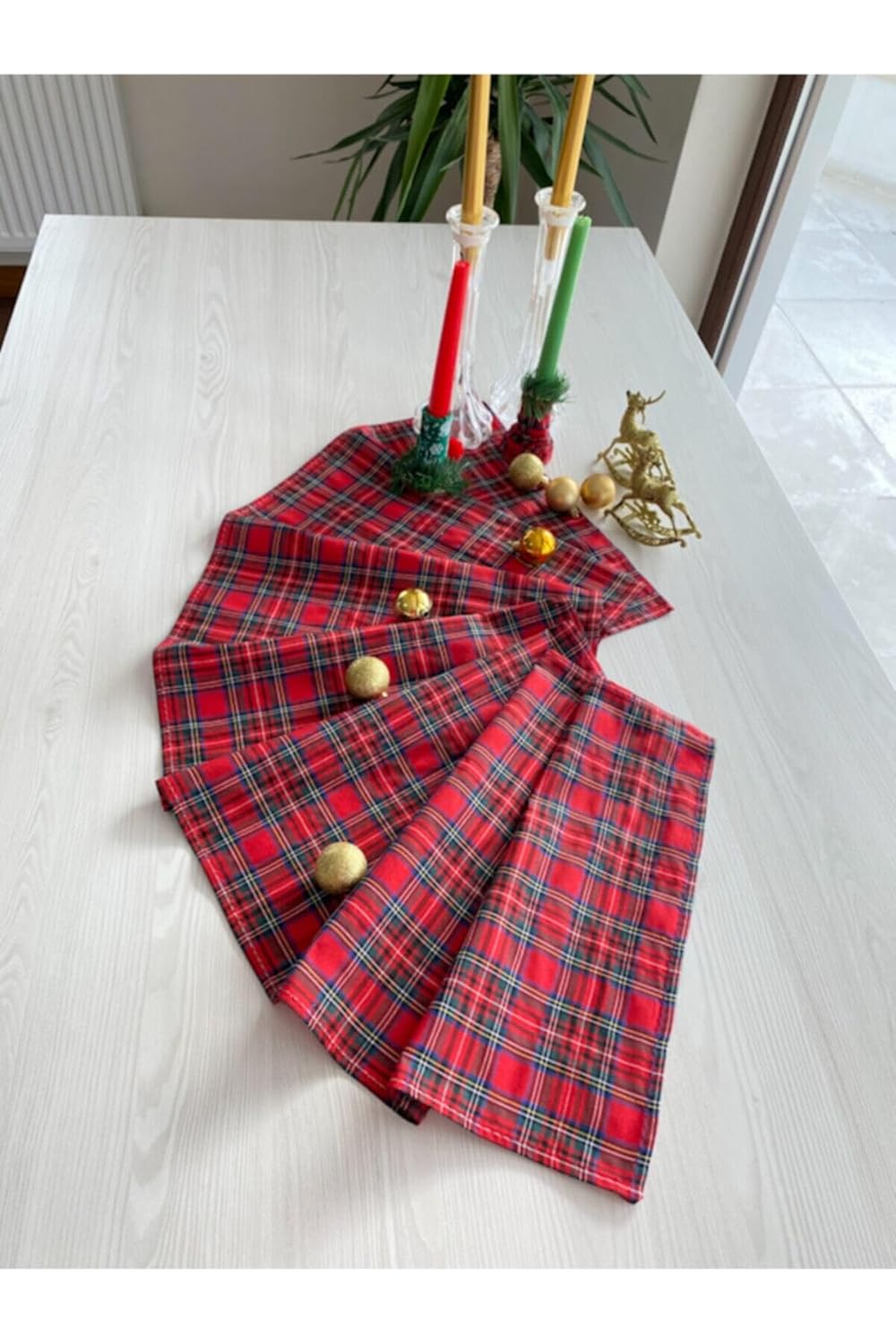 White Alamode Ekose&iskoç Desenli Düz Runner