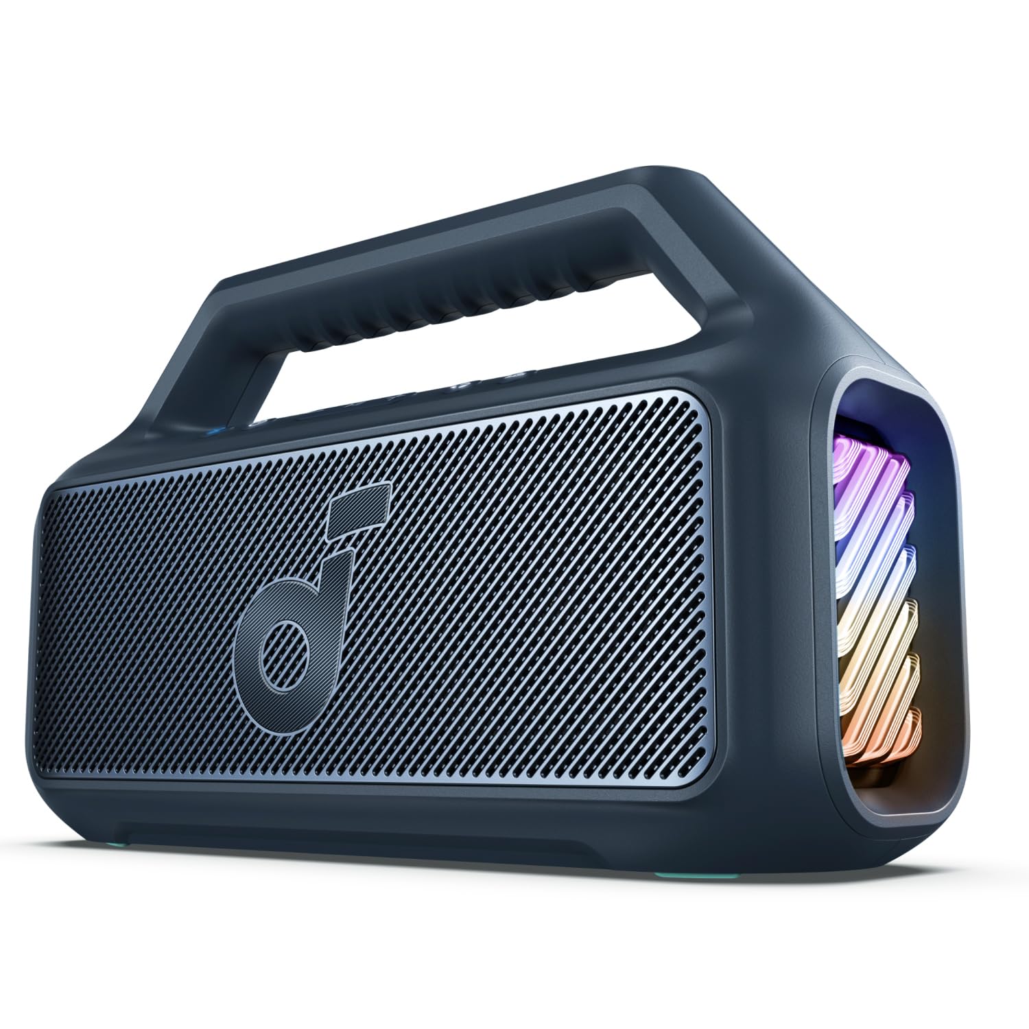 Soundcore by Anker Boom 2 Bluetooth Hoparlör, 24 Saat Çalışma Süresi, 80W, RGB, 2.1 Stereo, IPX7, BassUp 2.0, Özelleştirilebilir EQ, Mavi