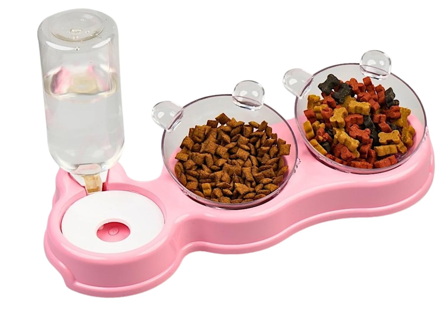 Glipet Çift Hazneli- 3' lü Beslenme Mama ve Su Kabı Pembe 1000 ml 36 * 21 * 16 cm