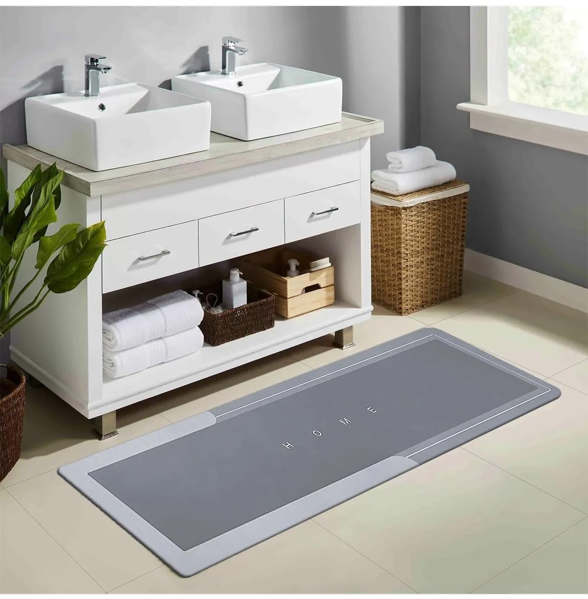 Banyo Paspası - Kaymaz Tabanlı - Süper Emici - Abdest Paspası - Uzun Gri 40 * 120 cm