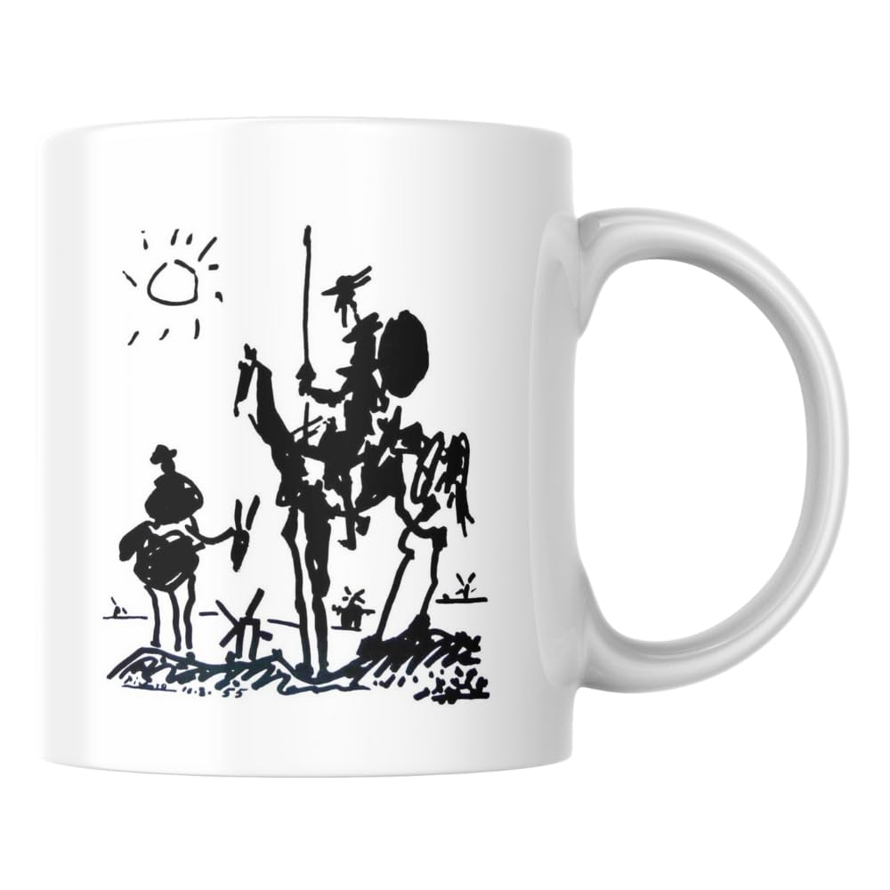 Don Kişot Kupa Bardak Coffee Mug Beyaz Kulplu Seramik Kupa