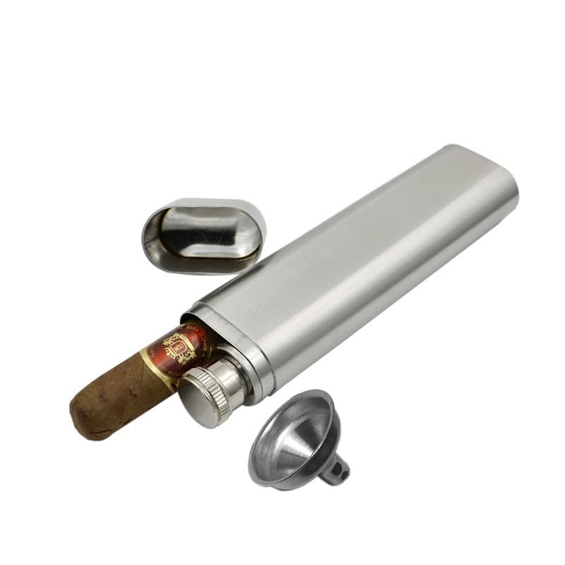 Perlotus 2 Oz Çelik İçki Mataralı ve Puro Kılıflı Tekli Şık Set Yılbaşı Hediyesi