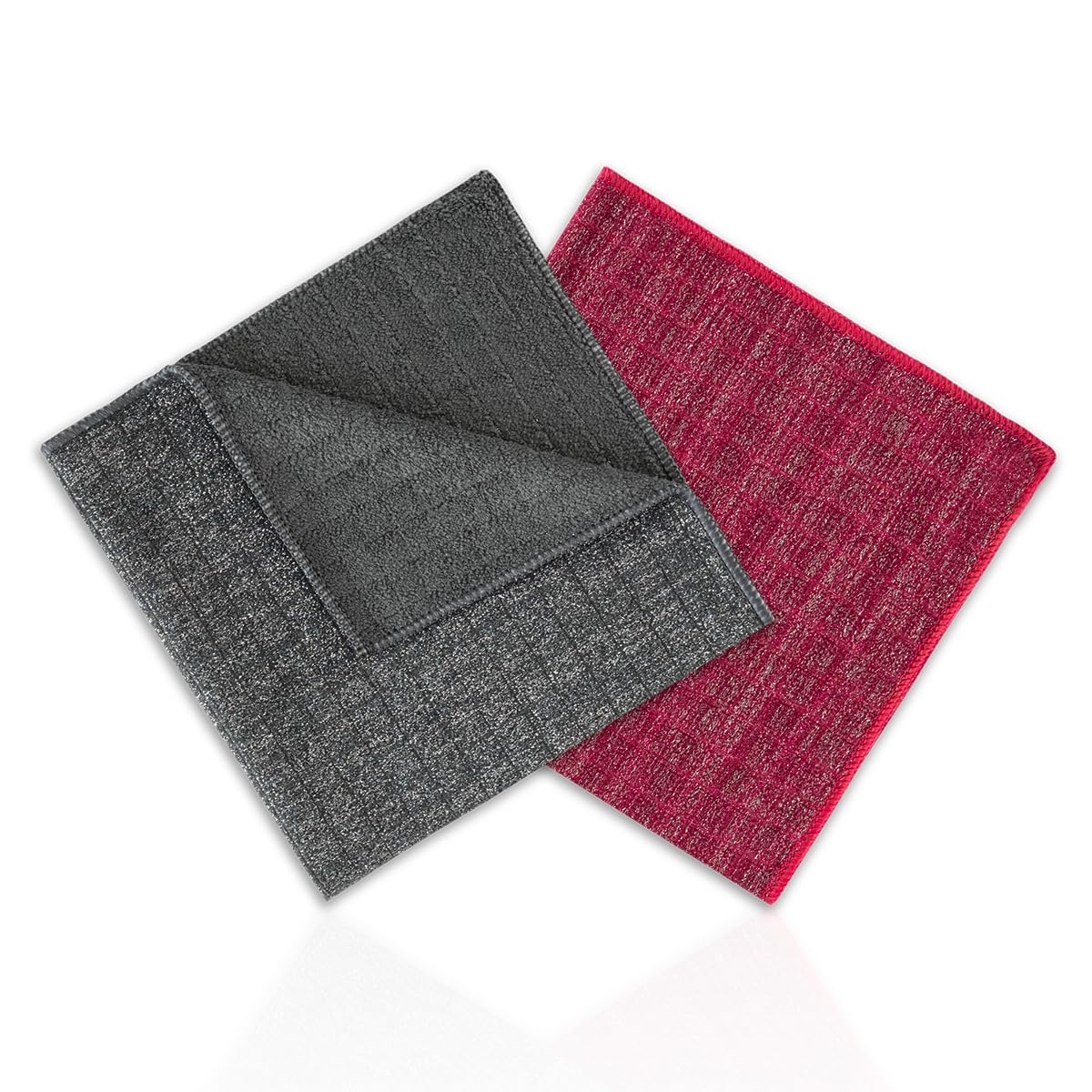 MICLO CLEANING | İnatçı Leke Zorkir Ovalama Bezi - Simli, Telli Bez (ÇİZMEZ) 40x40 Kare Desen | x2 Adet