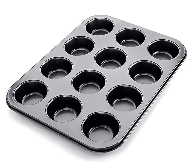 Busstier 12 Bölmeli Premium Metal Muffin ve Cupcake Tepsisi - Yapışmaz, Eşit Pişirme Özellikli Kalıp