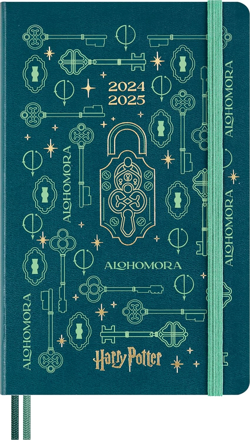 Moleskine Wizarding World Harry Potter Spells Kollektion Alhomora Weekly Planner, 18-Monats Linierter Wochenplaner, Phosphoreszierender Fester Einband, Großformat 13 x 21 cm