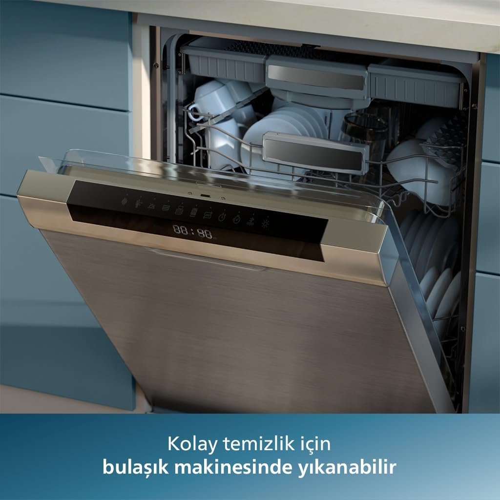 Philips Çift Hazneli Airfryer 3000 Serisi, 9L, 2 Hazneli Air fryer, Rapid Air Teknolojisi, Aileniz için Çok Yönlü Geniş Airfryer,%90 Daha Az Yağ, Enerji Tasarrufu, HomeID Uygulaması (NA350/00)