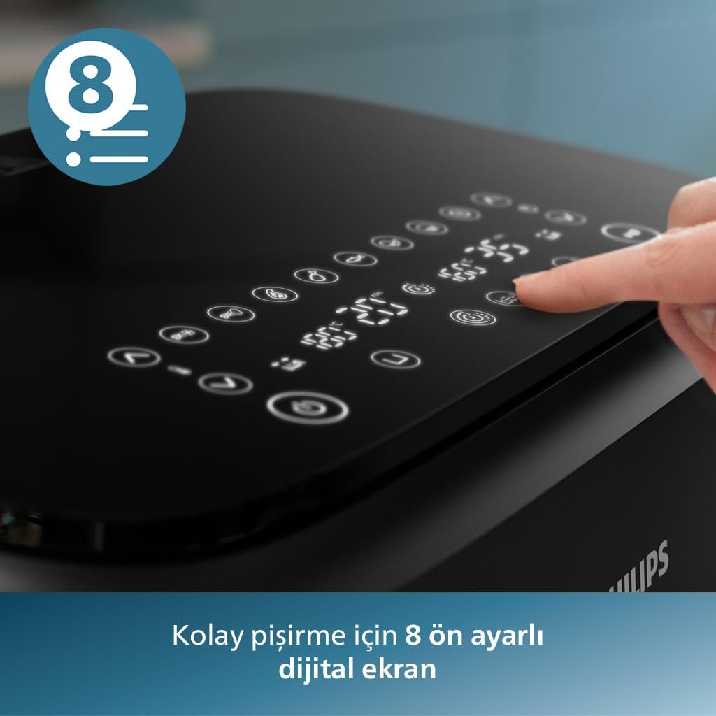 Philips Çift Hazneli Airfryer 3000 Serisi, 9L, 2 Hazneli Air fryer, Rapid Air Teknolojisi, Aileniz için Çok Yönlü Geniş Airfryer,%90 Daha Az Yağ, Enerji Tasarrufu, HomeID Uygulaması (NA350/00)