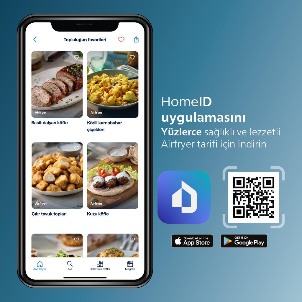 Philips Çift Hazneli Airfryer 3000 Serisi, 9L, 2 Hazneli Air fryer, Rapid Air Teknolojisi, Aileniz için Çok Yönlü Geniş Airfryer,%90 Daha Az Yağ, Enerji Tasarrufu, HomeID Uygulaması (NA350/00)