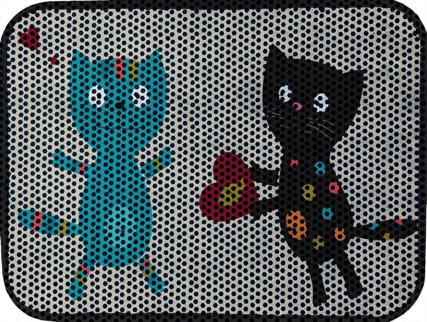 eryatex Elekli Tuvalet Önü Kedi Kumu Paspası Renkli Desenli Elekli Kedi Tuvalet Önü Kum Toparlayıcı Paspas 60x45 cm