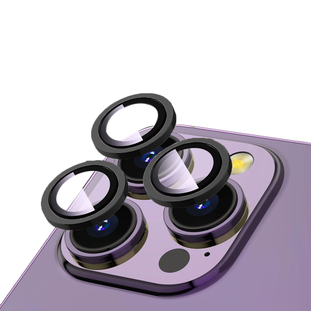 ZORE Apple İle Uyumlu iPhone 15 Pro/15 Pro/15 Pro Max Cl-12 Premium Safir Parmak İzi Bırakmayan Anti-Reflective Kamera Lens Koruyucu Siyah