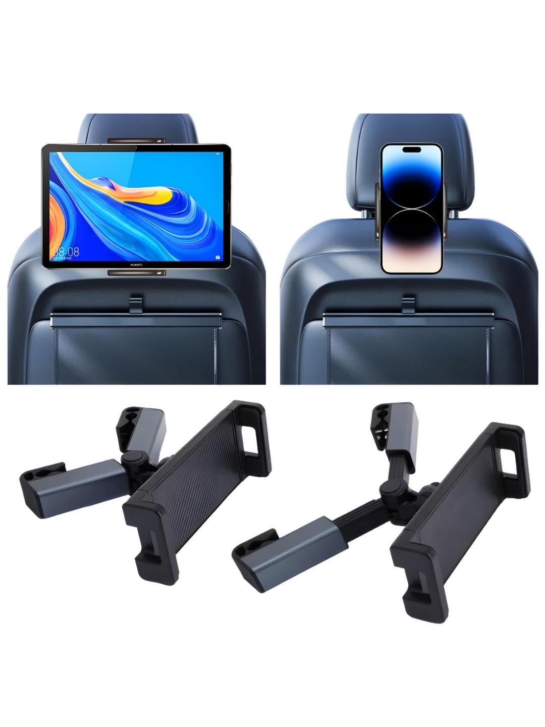 Kyrotech Araç Koltuk Arkası Tablet Tutucu, Telefon Tutucu, Tablet Ve Telefon Tutucu, 360° iPad Pro 12.9 Mini Air, Galaxy Tab A A7 S7, Switch, Surface, 4,7-12,9 inch ile uyumlu