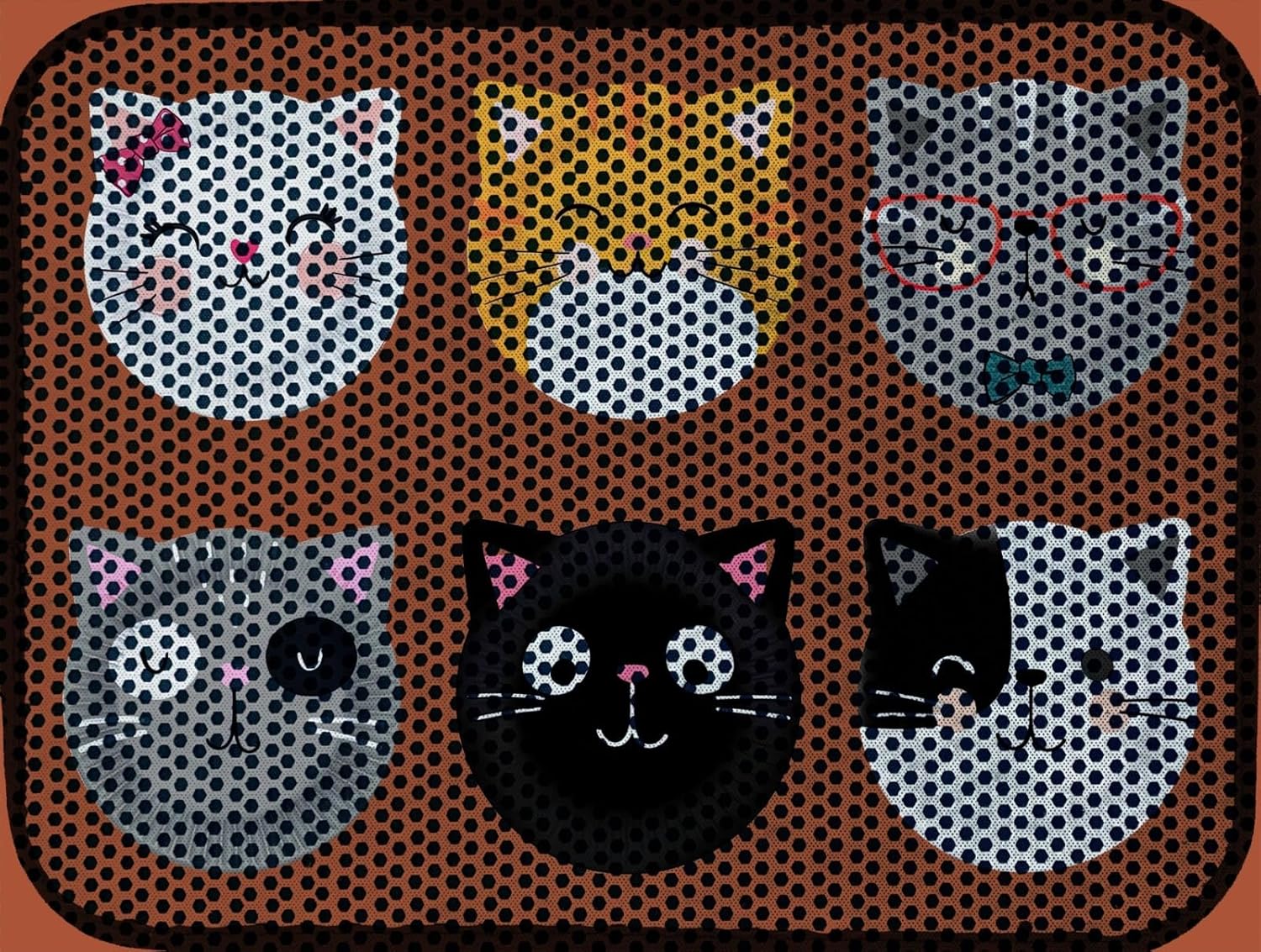 eryatex Elekli Tuvalet Önü Kedi Kumu Paspası Renkli Desenli Elekli Kedi Tuvalet Önü Kum Toparlayıcı Paspas-Desen 6 (80x60 cm)