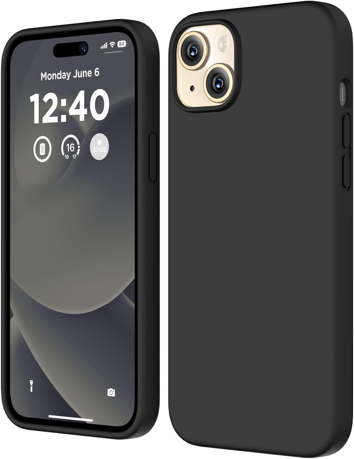 URUCHI Apple iPhone 15 Kılıf 6.1 ile Uyumlu, İnce Sıvı Silikon 3 Katmanlı Tam Kaplamalı Yumuşak Jel Kauçuk Telefon Kılıfı Koruyucu Kapak 6.1 İnç, Siyah