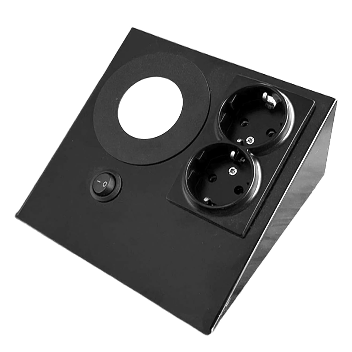 ERVA Çiftli Dikey Tezgah Altı Siyah Priz Antrasit Gövde Panel Spot Beyaz Işık ervaNM254