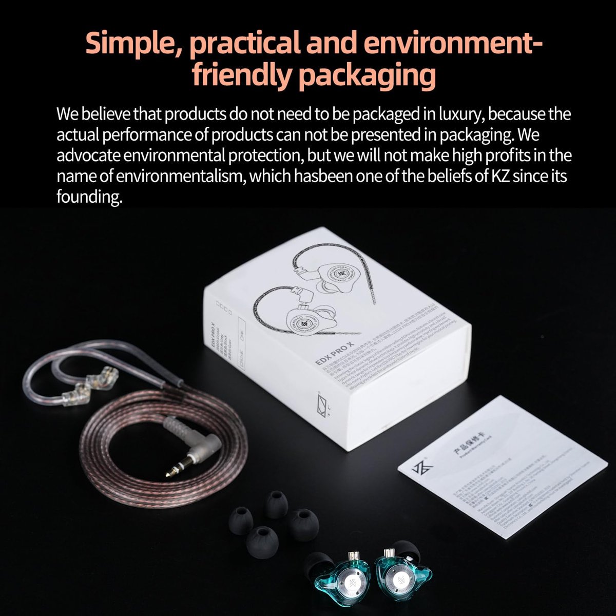 KZ EDX Pro X Kulak Monitörü Kulaklık, HiFi Stereo IEM Dinamik Sürücü Kablolu Kulaklık, Çıkarılabilir Kablo, Şarkıcılar Müzisyenler Audiophile için Derin Bas Gürültü İzolasyonlu Kulaklıklar (Klasik,