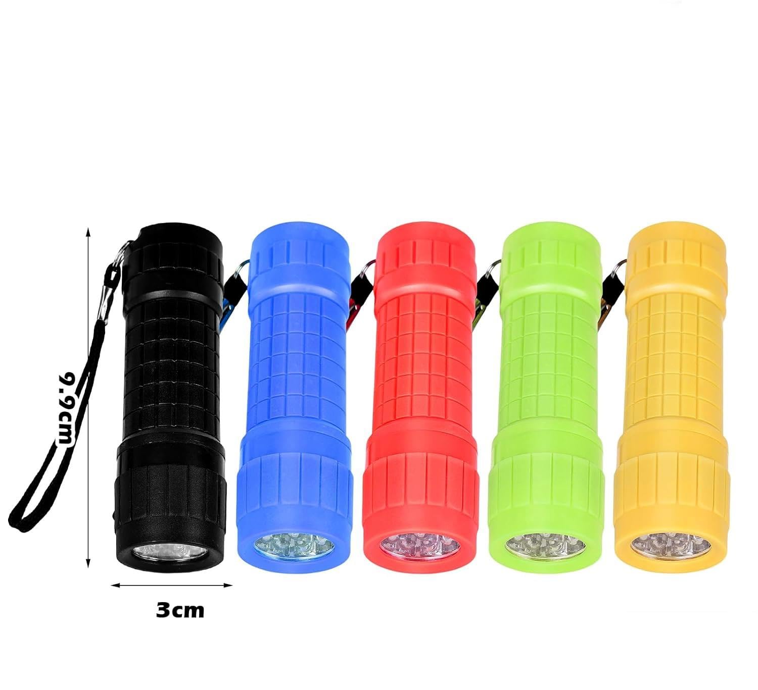 Valkyrie 5 Adet 9 Ledli El Feneri Seti - 5 Farklı Renk - 9 LED Güçlü Işık - Taşıması Kolay Cep Feneri