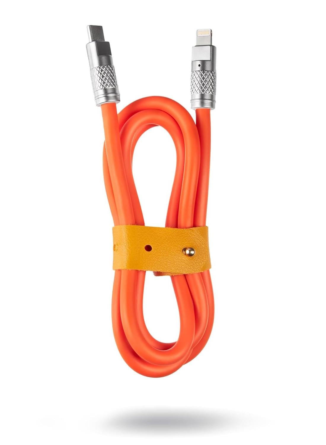 Valkyrie 6A Type-C to Apple Ios Lightning Sıvı Silikon Data Hızlı Şarj Kablosu - Bakır Döşeme - 1.5 Metre - Katlanmaz Kırılmaz Turuncu