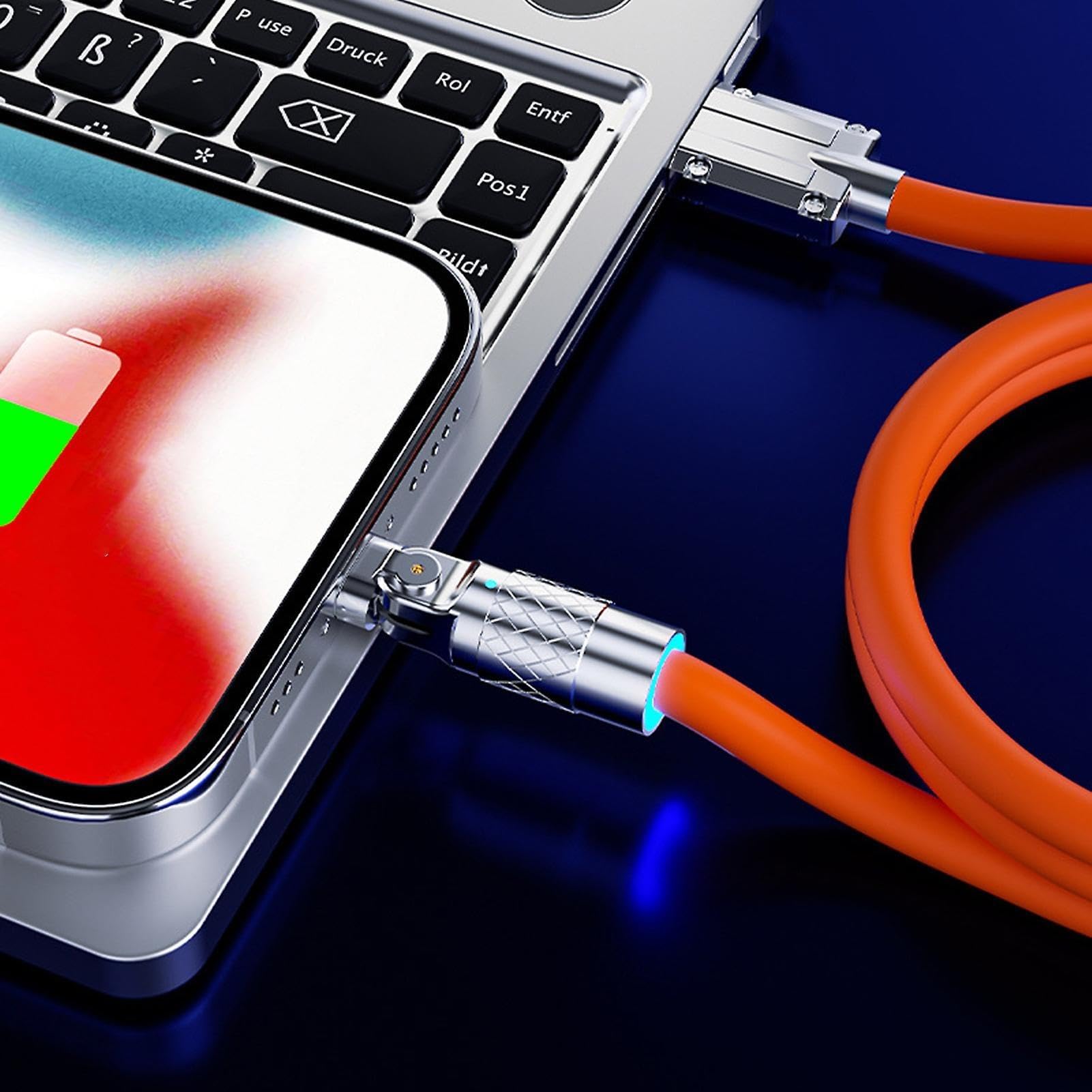Valkyrie 6A Ios Apple Lightning Sıvı Silikon Data Hızlı Şarj Kablosu - 180 Derece Oynar Başlık - Katlanmaz Kırılmaz Dayanıklı Kablo