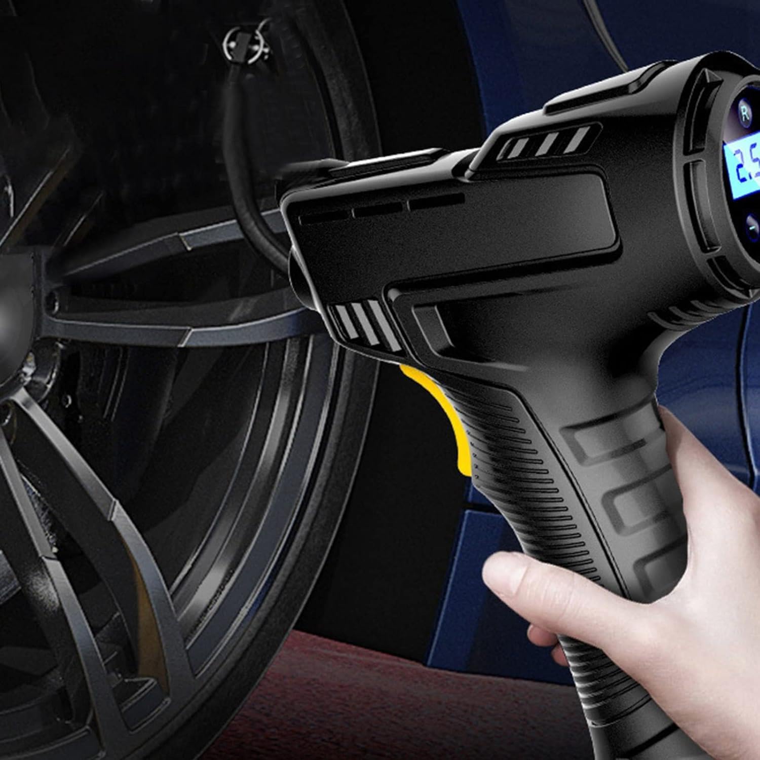 Valkyrie 120W Kablosuz Hava Kompresörü Araç Motorsiklet Bisiklet Top Araba Lastik Pompası - Wireless USB - LED Işıklı