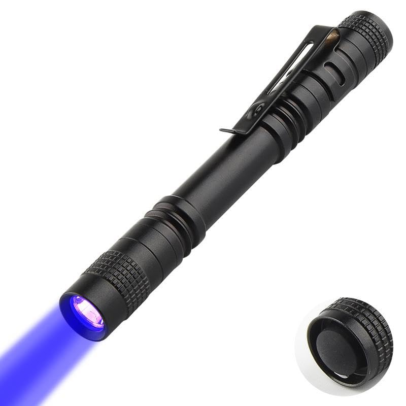 Valkyrie 395nm Ultraviyole UV Kalem El Feneri - Alüminyum Darbeye Suya Dayanıklı Cep Feneri Klipsli Kalem Fener Blacklight