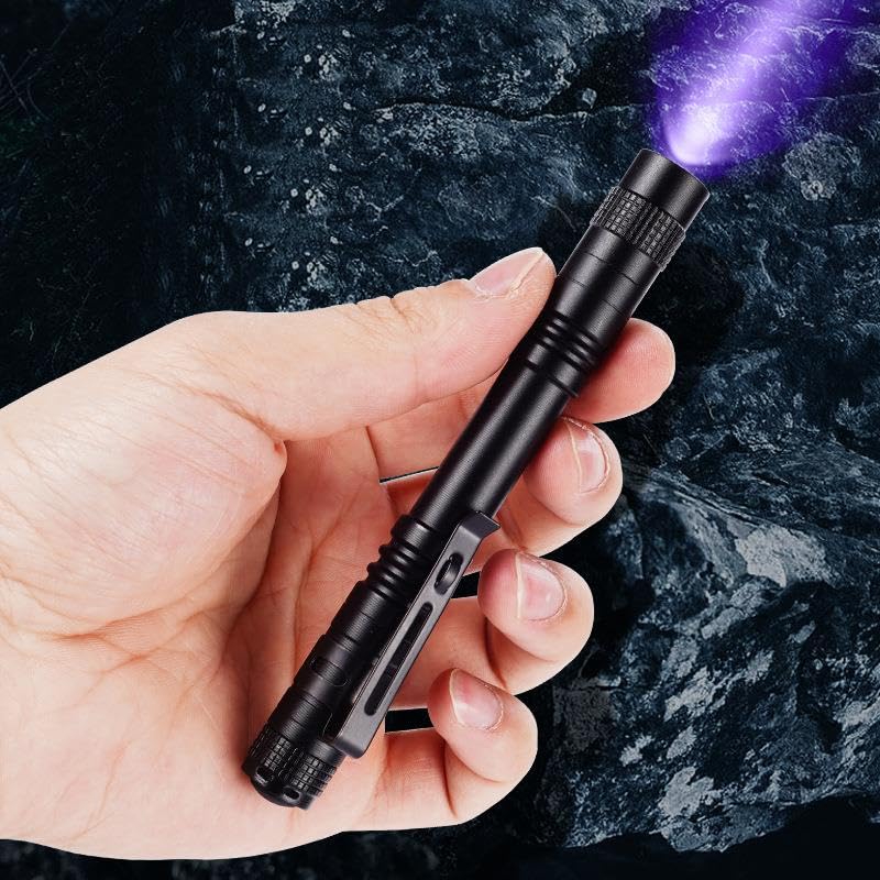 Valkyrie 395nm Ultraviyole UV Kalem El Feneri - Alüminyum Darbeye Suya Dayanıklı Cep Feneri Klipsli Kalem Fener Blacklight