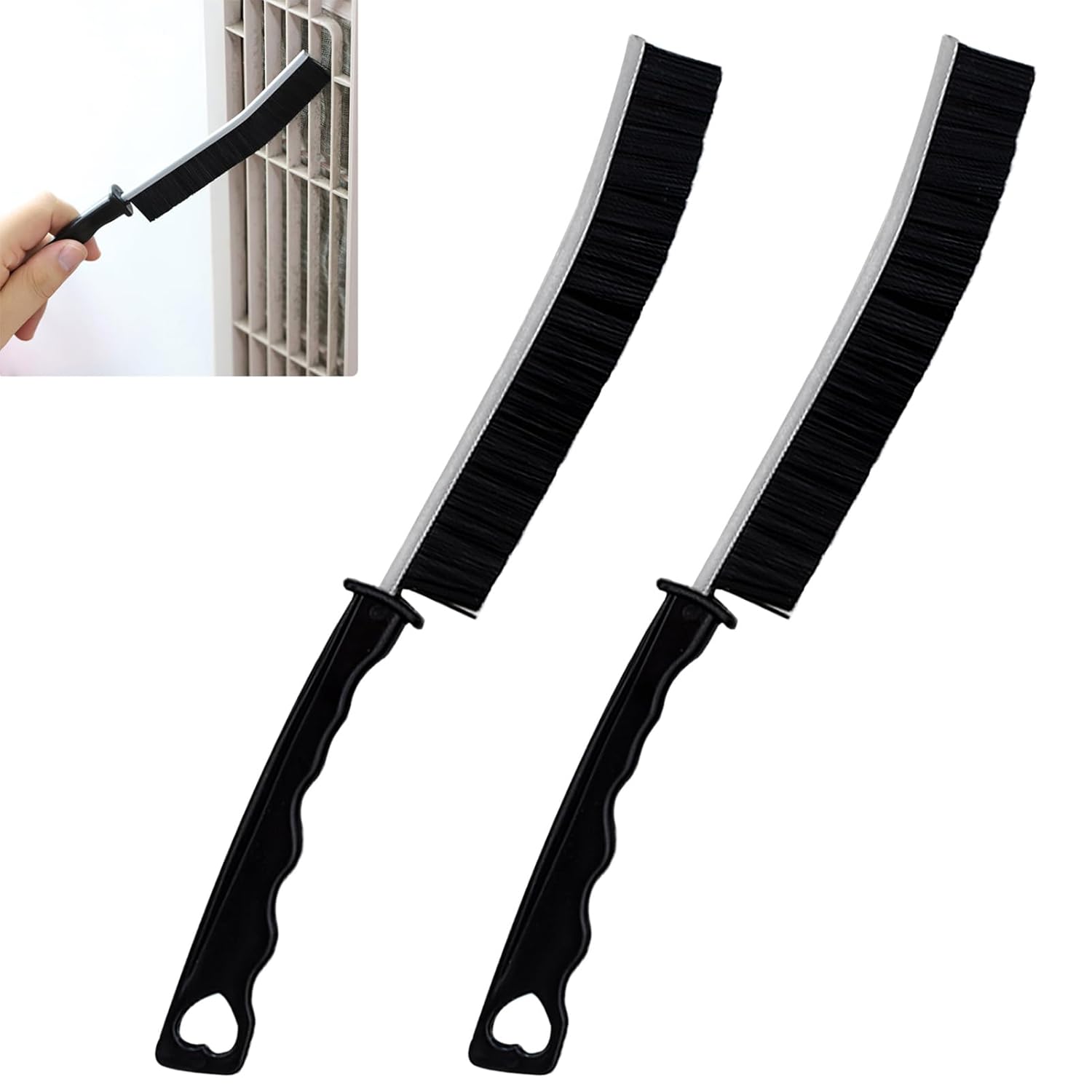 QianFenShi 2 adet banyo derz fırçası, sert kıllı köşe temizleme fırçası, sert kıllı derz temizleme fırçası, fırça temizleme, krep temizleme fırçası, geliştirilmiş sürüm (siyah)