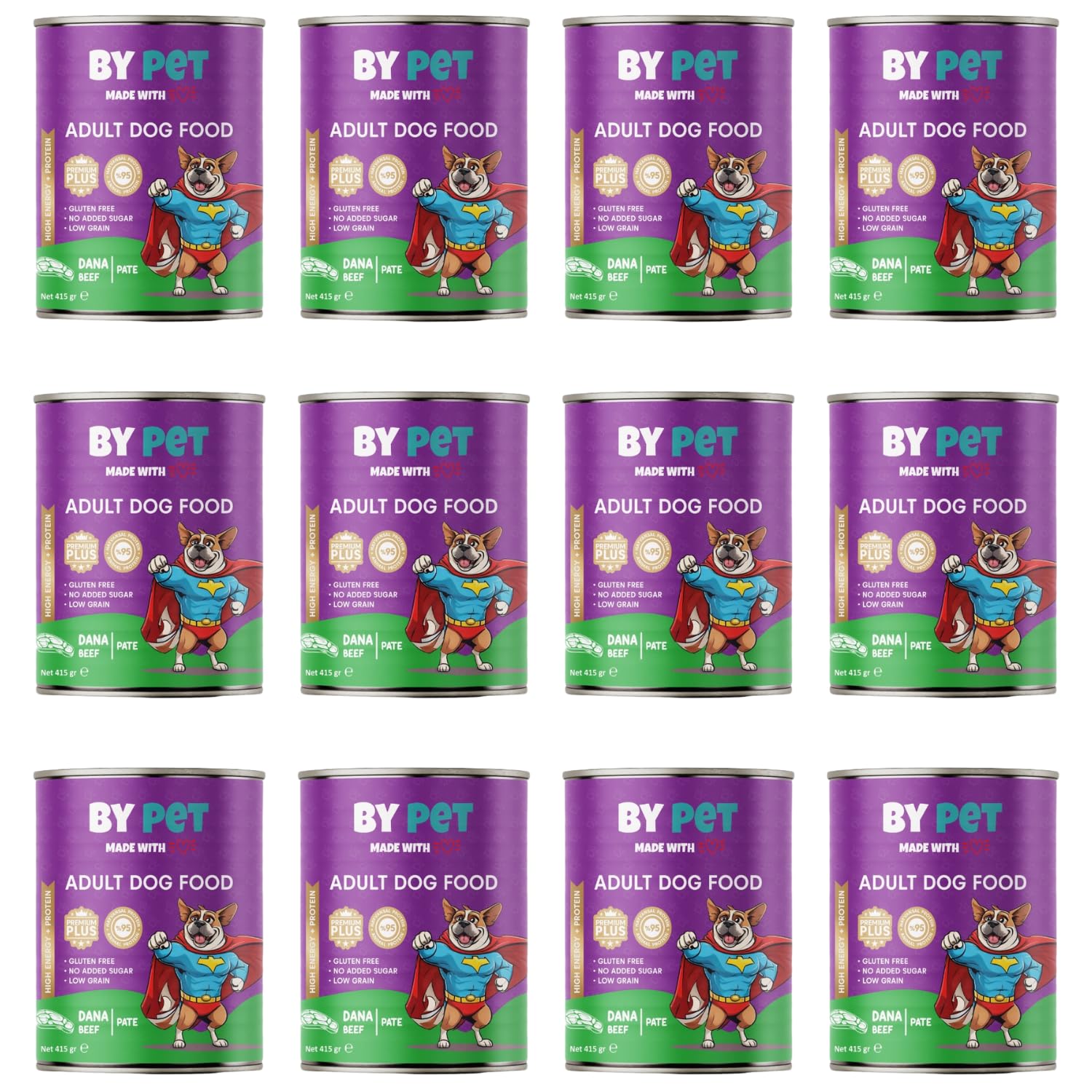 Bypet Dana eti aromalı komple yetişkin köpek maması 400 gr x 12 adet