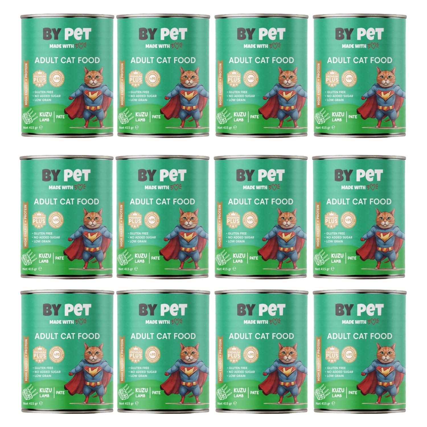 bypet Yetişkin Kediler İçin Kuzu Etli Konserve Yaş Mama 415 gr x 12 Adet