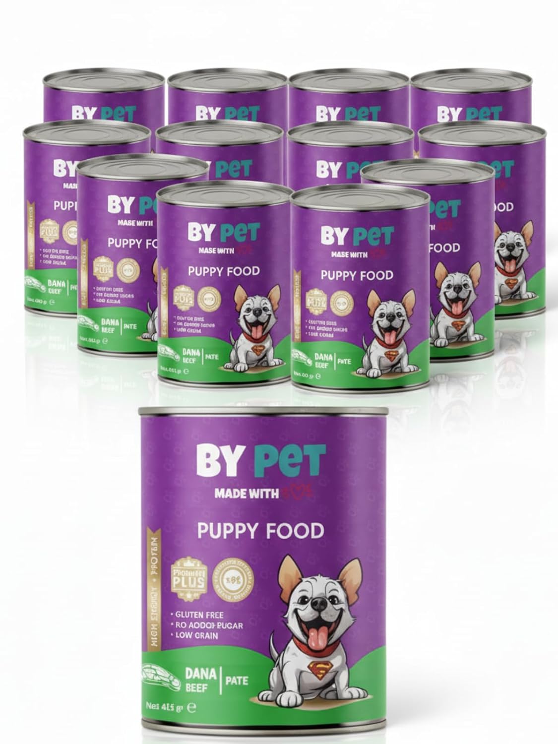 bypet Yavru Köpekler İçin Dana Etli Konserve Yaş Mama 415 gr x 12 Adet