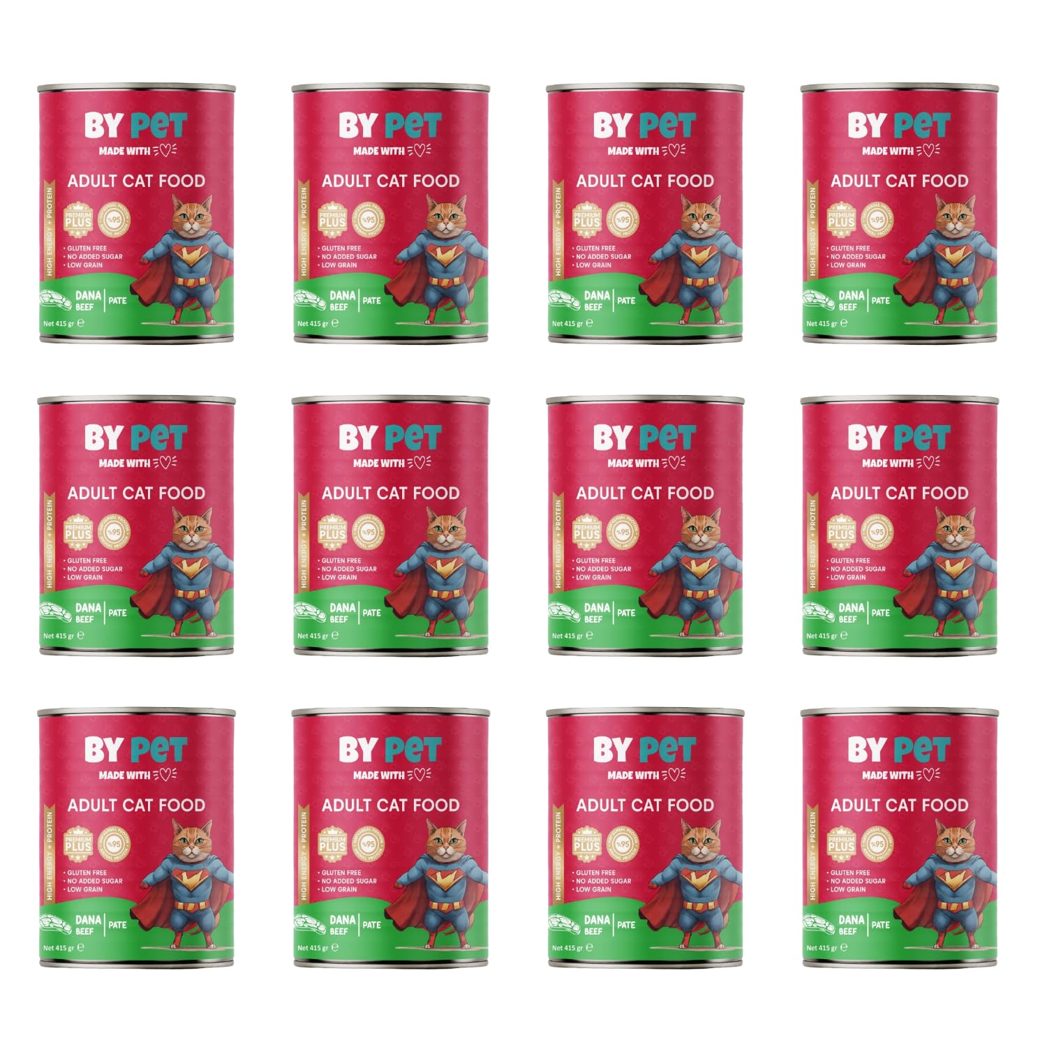 bypet Yetişkin Kediler İçin Dana Etli Konserve Yaş Mama 415 gr x 12 Adet