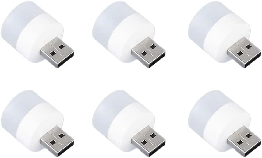 Mini LED lambalar, okuma ışığı, 6 parçalı taşınabilir mini USB gece lambası, mobil LED, bebek uykusu, mobil şarj lambaları için küçük yuvarlak ışıklar