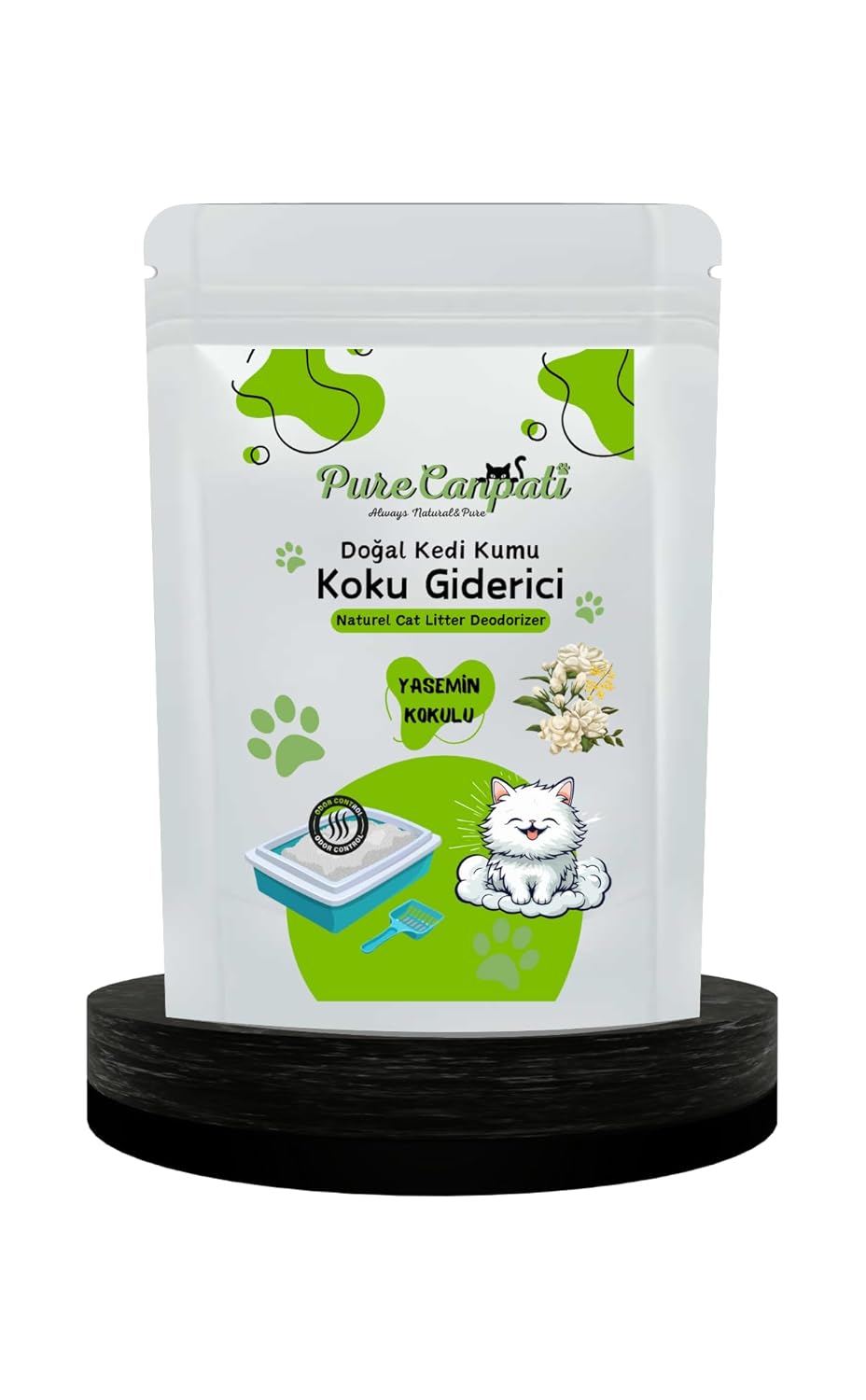 PureCanpati Kedi Kumu Koku Giderici- Kötü Kokuları Giderir - Doğal Koku Giderici - Yasemin Kokulu 240 Gr