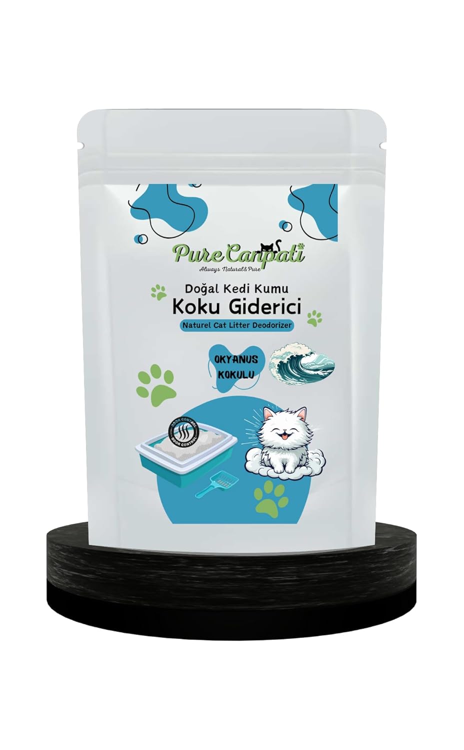 PureCanpati Kedi Kumu Koku Giderici- Kötü Kokuları Giderir - Doğal Koku Giderici - Okyanus Kokulu 240 Gr