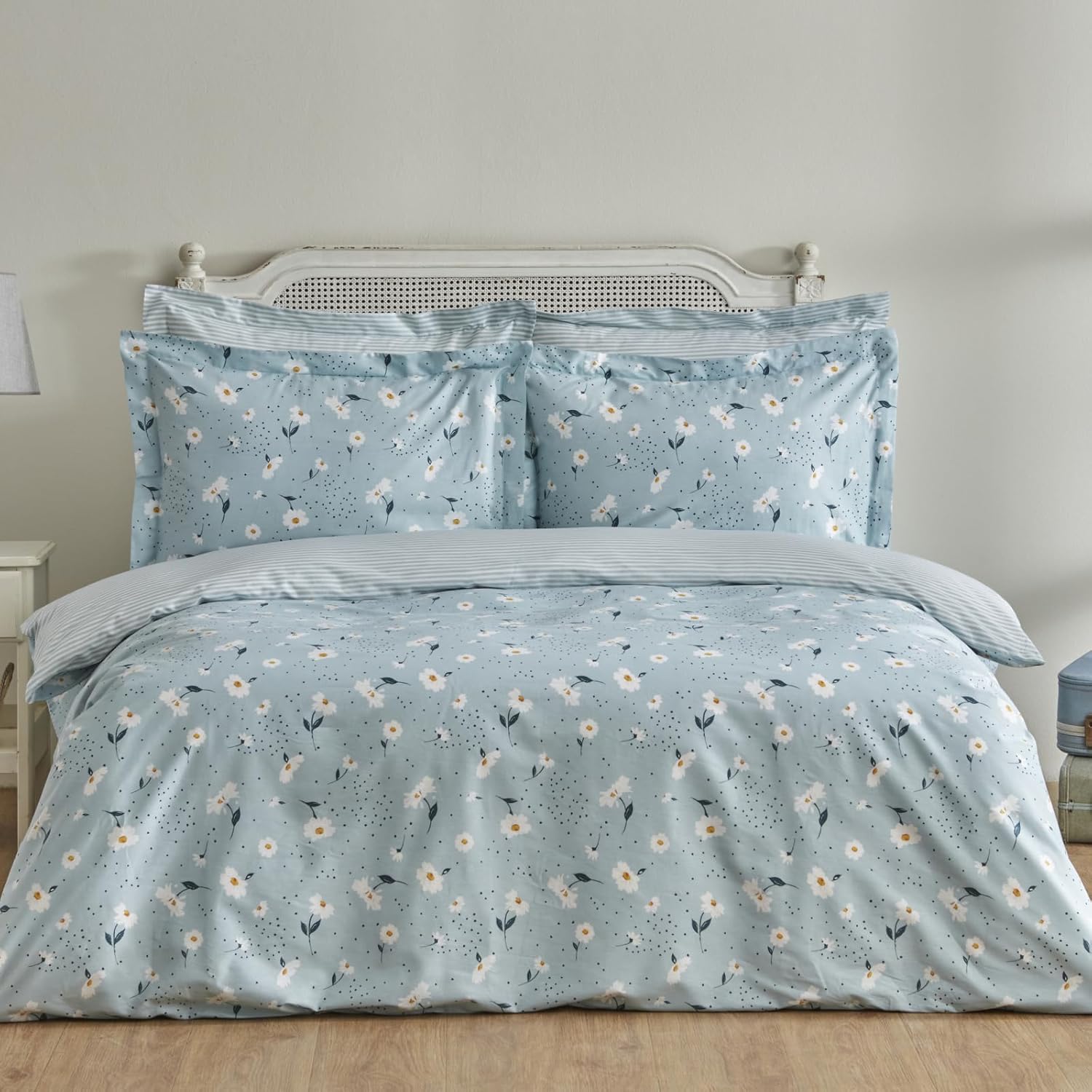 Karaca Home Daisy %100 Pamuk Çift Kişilik Nevresim Takımı Mint Mavi (PP)