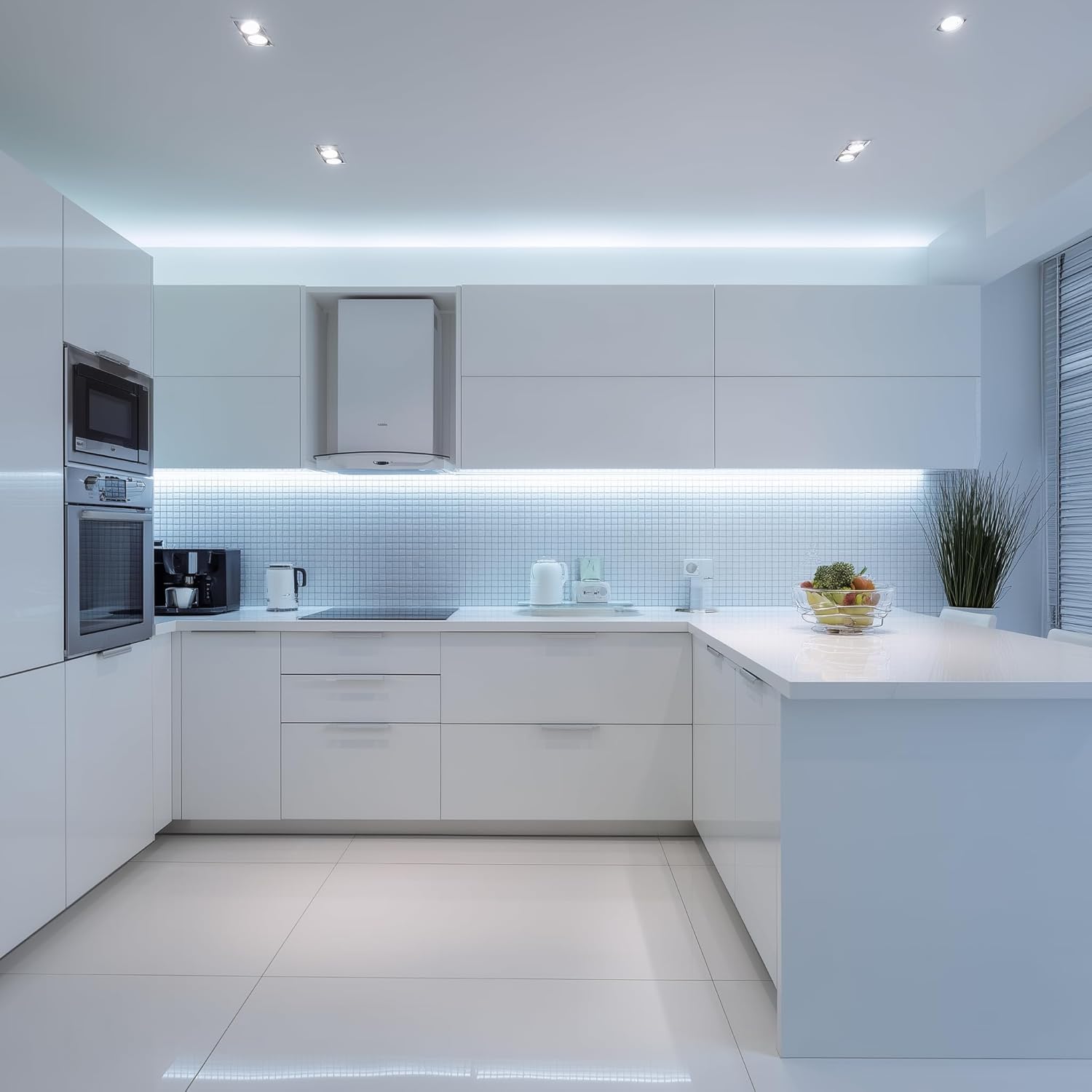 2 Metre Beyaz Şerit Led Işık Çıt Çıt Anahtar Tak Çalıştır Hazır Set Adaptör Dahil, Açma-Kapama Düğmesi, Mutfak, Tezgah, Dolap içi, Ayna, Tv Ünitesi Aydınlatma