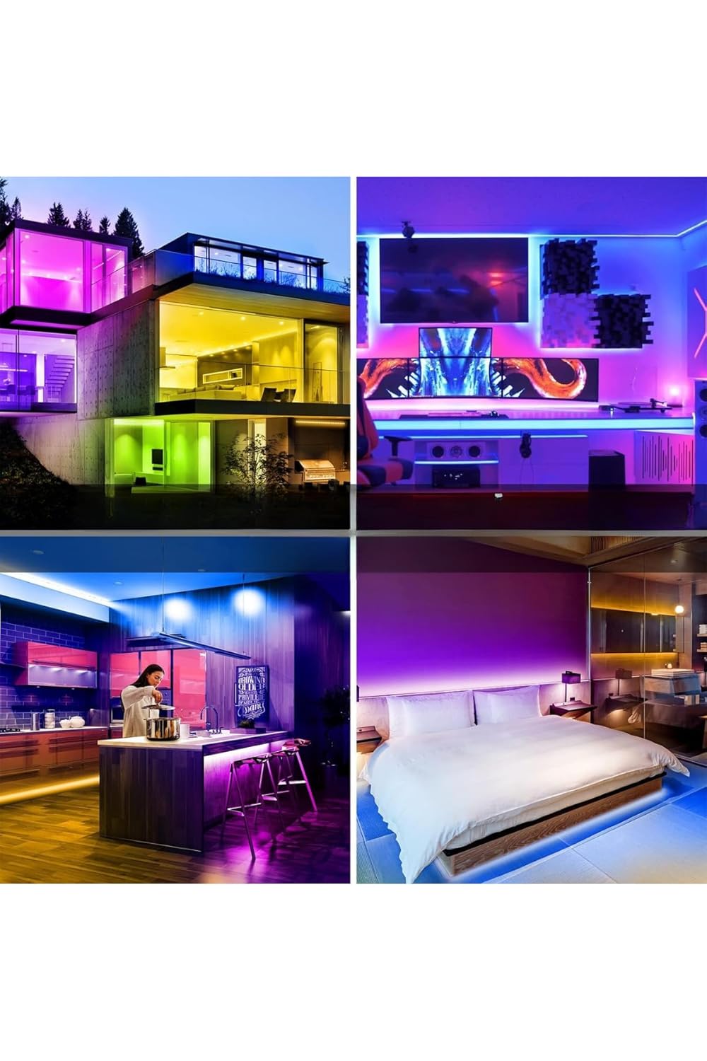 ema dükkan 5 Metre RGB Şerit Led Kumandalı 44 Tuşlu 20 Renk RGB Şerit Işık Aydınlatma