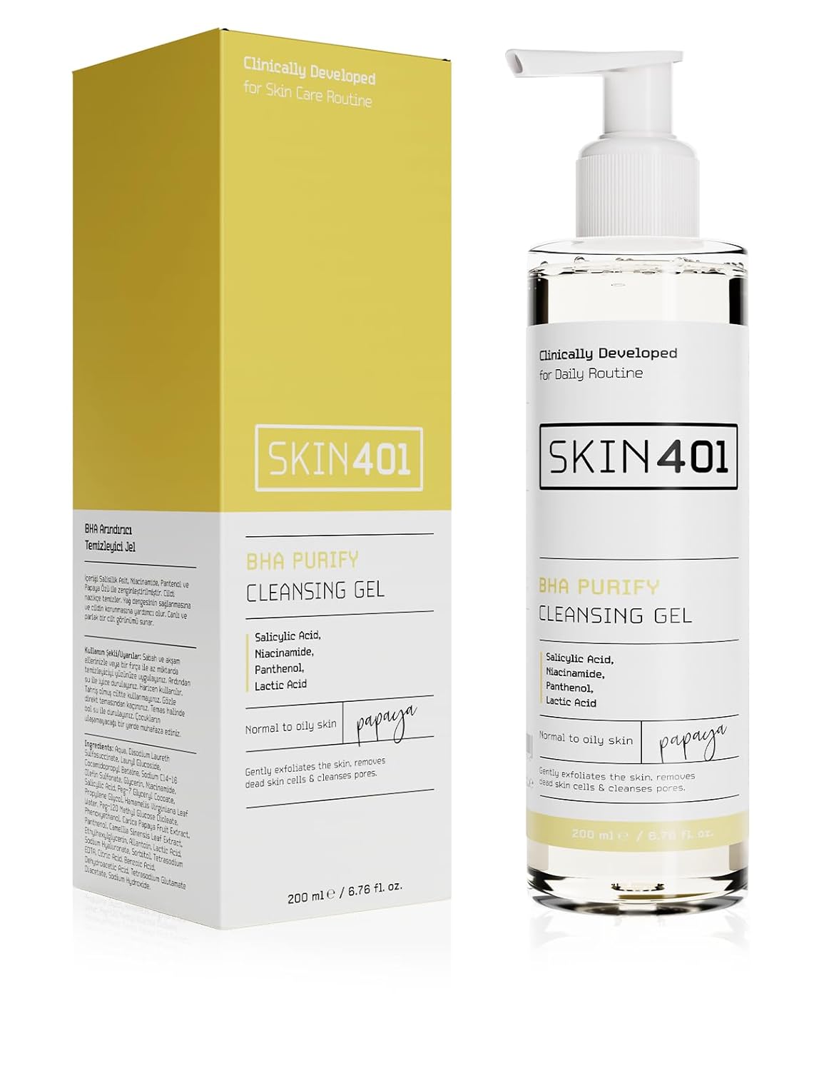 Skin401 BHA Arındırıcı Siyah Nokta Karşıtı Yüz Temizleme Jeli 200ml