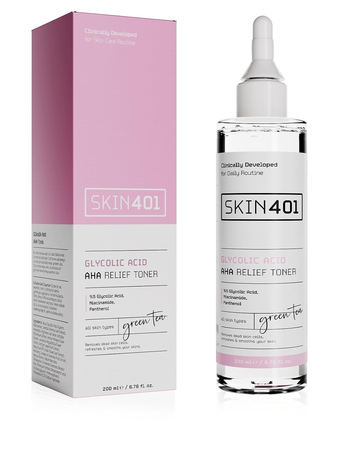 Skin401%5 Glikolik Asit Aydınlatıcı Etkili & Leke Karşıtı Tonik 200ml