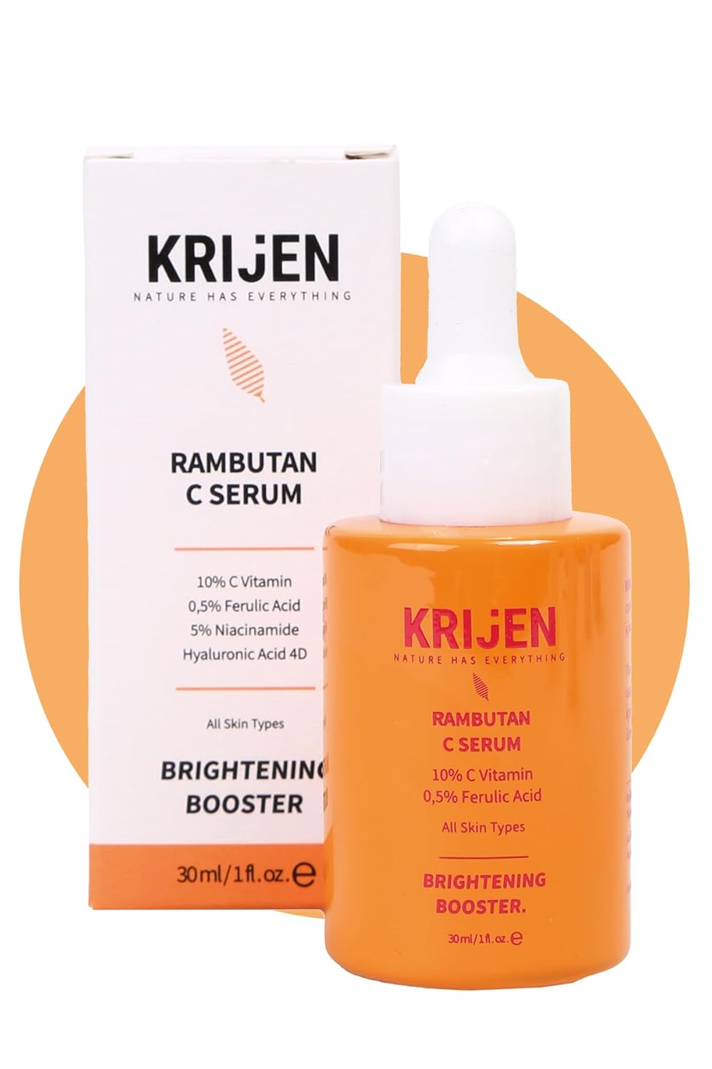 Krijen Rambutan C Vitamin Canlandırıcı Serum |%10 C Vitamin +%0,5 Ferulic Acid + Hyaluronik Asit