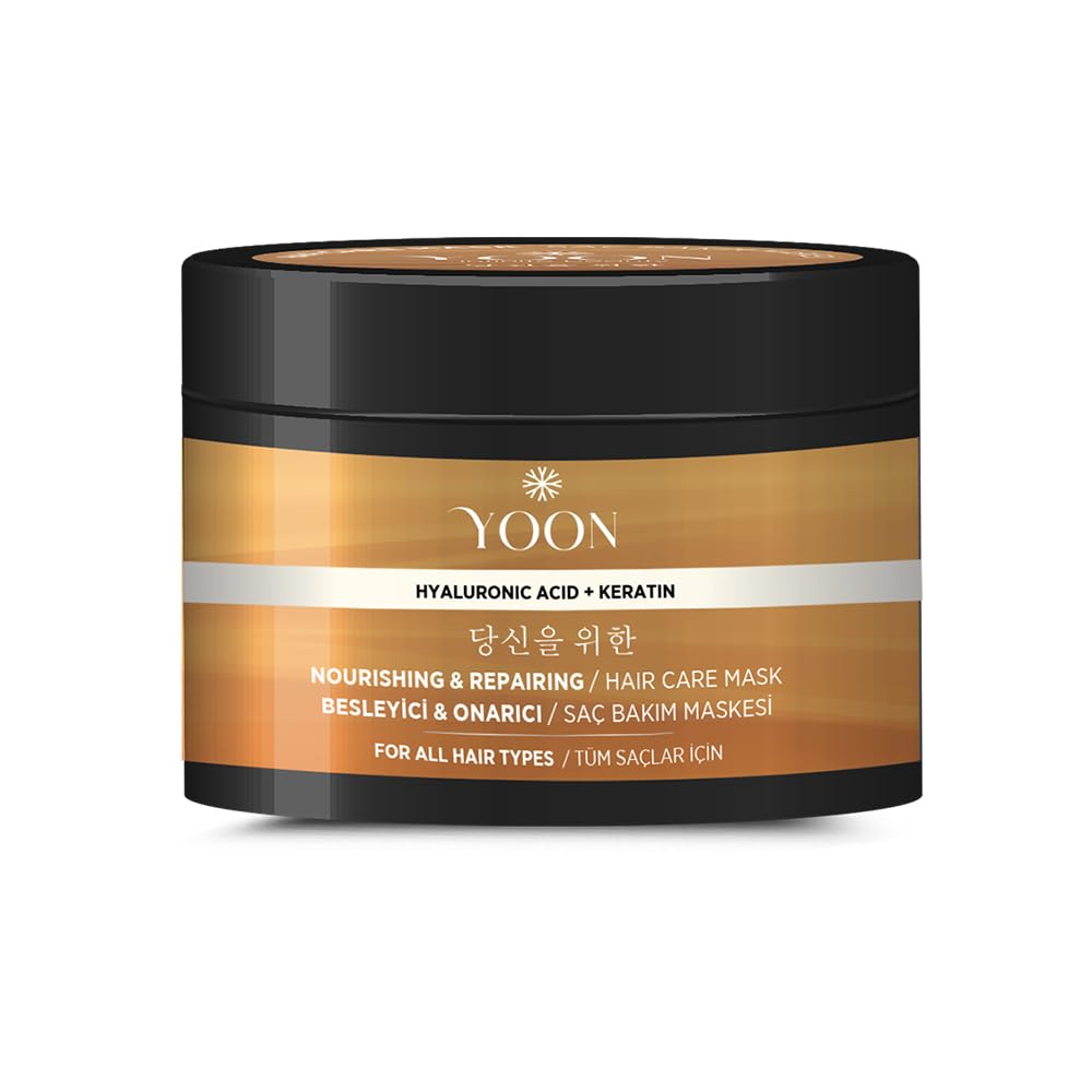 YOON Keratin & Hyalüronik Asit İçeren Saç Maskesi, Hasarlı Aşırı Yıpranmış Saçları 360° Yoğun Onarıcı ve Besleyici Saç Bakım Maskesi 250ml