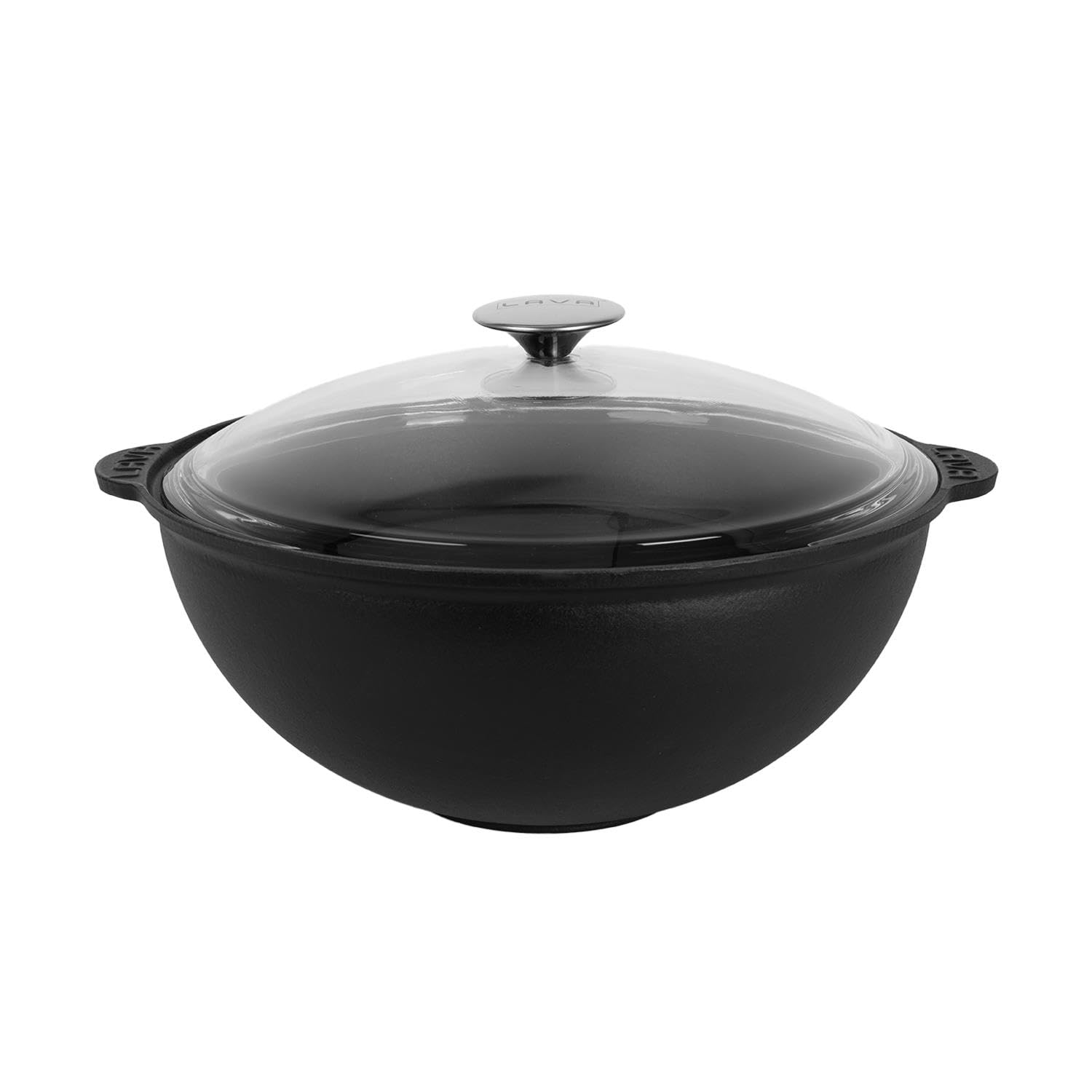 Lava Döküm Yuvarlak Cam Kapaklı Kazan/Tencere. Döküm Demir Yekpare Kulplu Çap(Ø)28 cm.