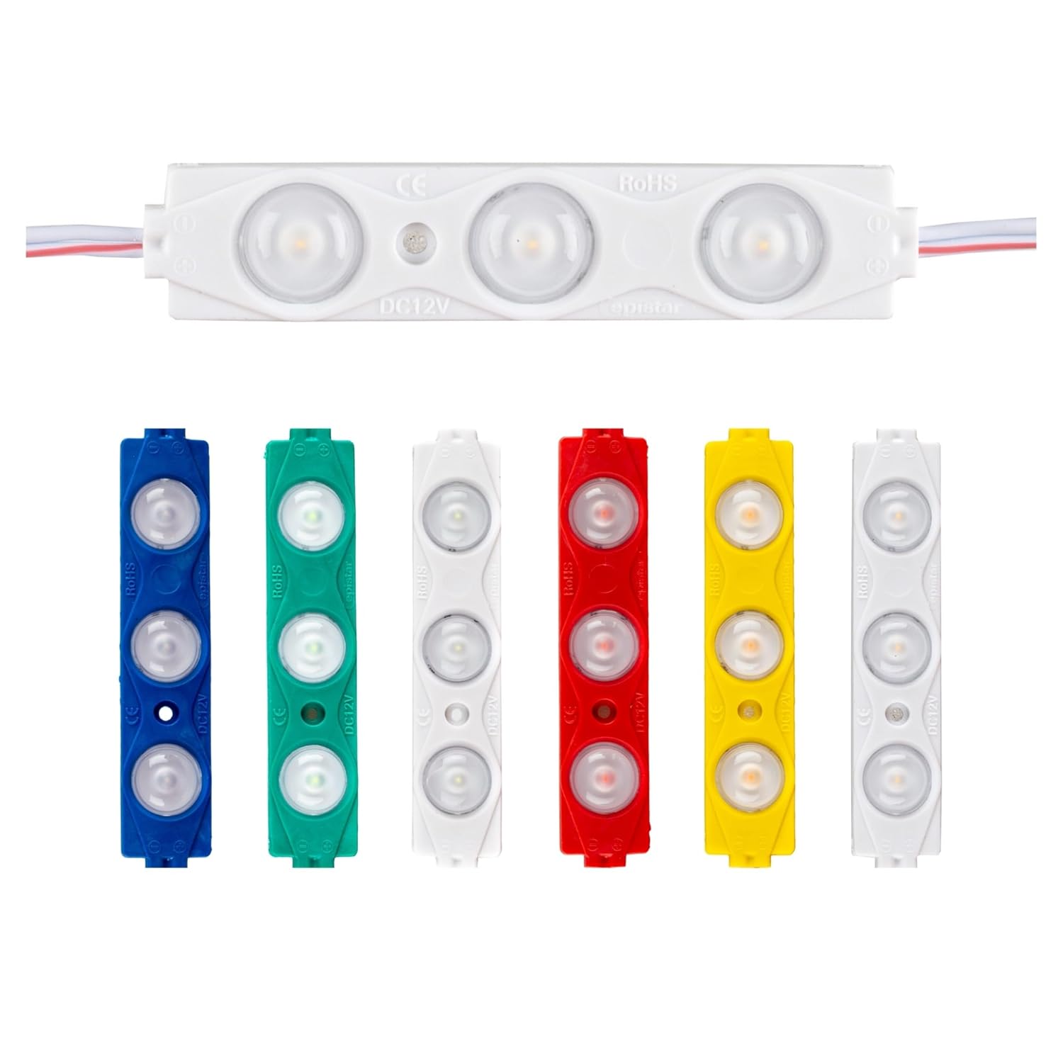 Amber LED Mercekli Modül Led 12v | 1.2 Watt ve 1.5 Watt | 6 Farklı Renk Seçeneği | Tabela, Vitrin, Akvaryum, Tezgah, Makyaj Aynası Aydınlatma için (1.2 Watt | 10 Adet, Günışığı)